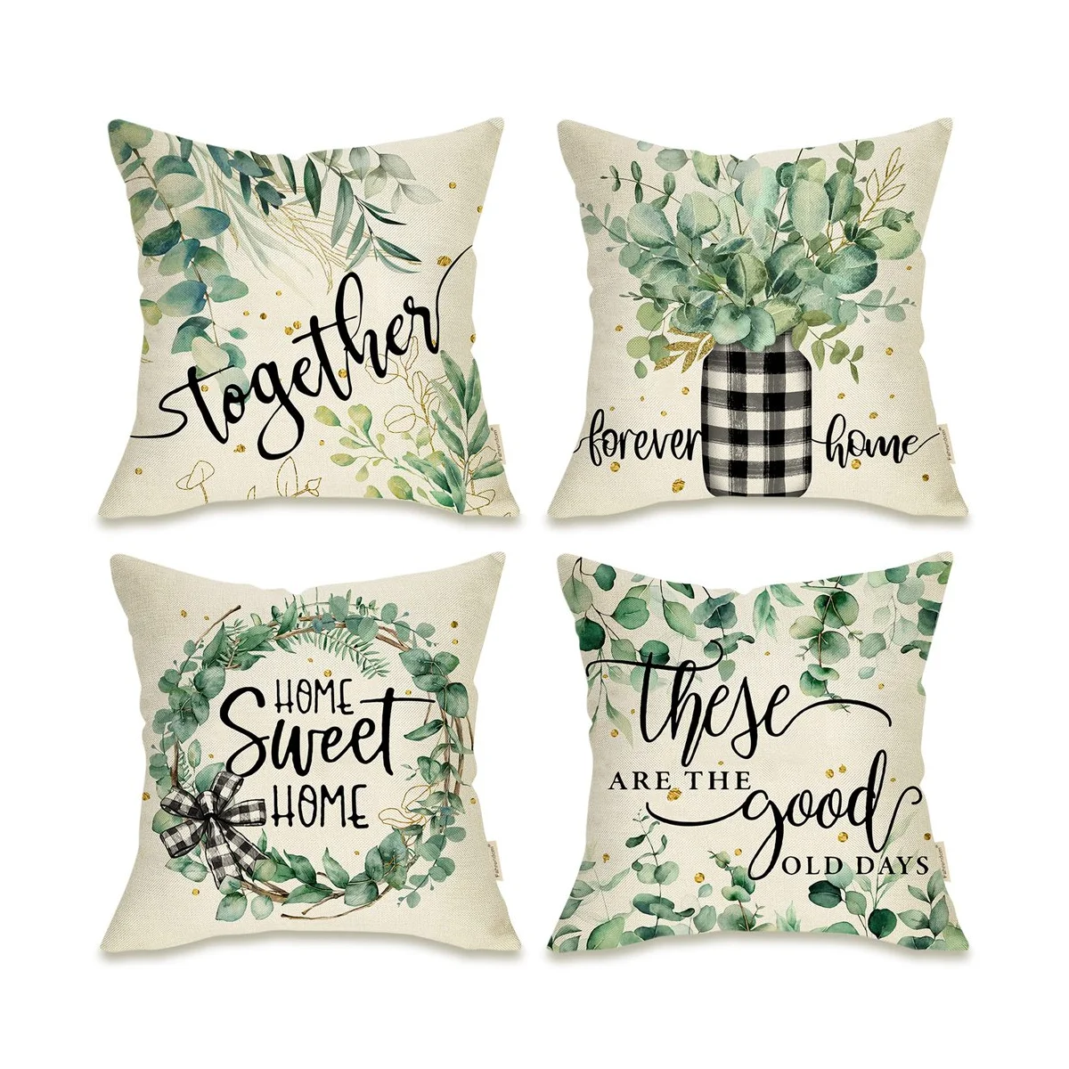 

Spring Pillow Cover 18X18 4, Eucalyptus Leaf Farmhouse Throw Pillow, Spring Decorations Couch Cushion Case