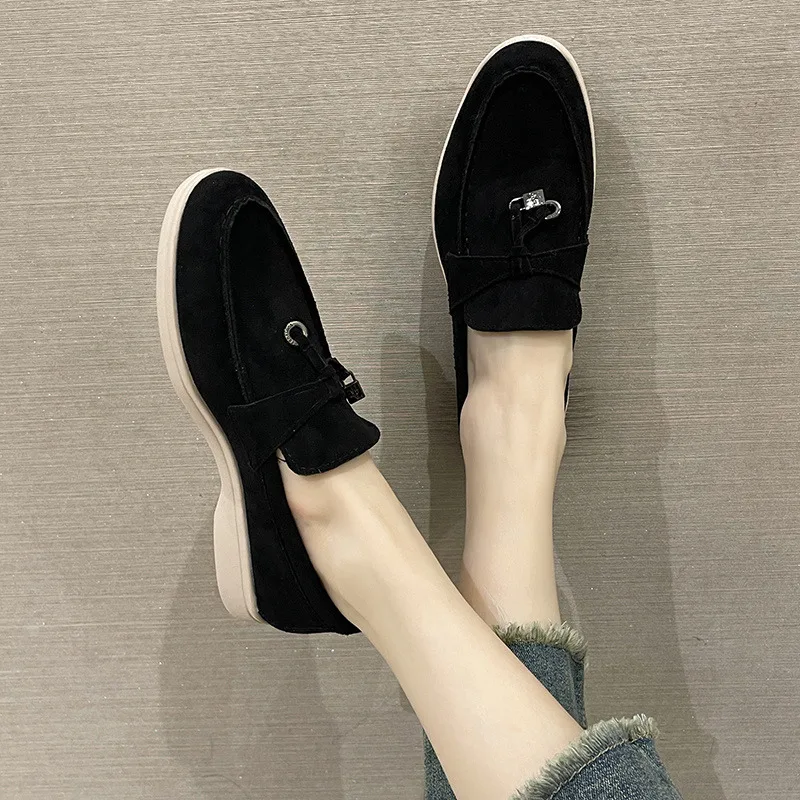 Classic Summer Green Women's Loafers Shoes Elegant Slip-on Low Flats Women Casual Shoes Comfortable Suede Ladies Shoes Mocasines