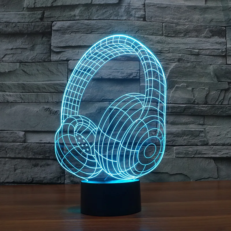

Novelty Usb Led 3d Light Fixtures Creative Headset Modeling Night Lamp Bedside Colorful Touch Table Night Light