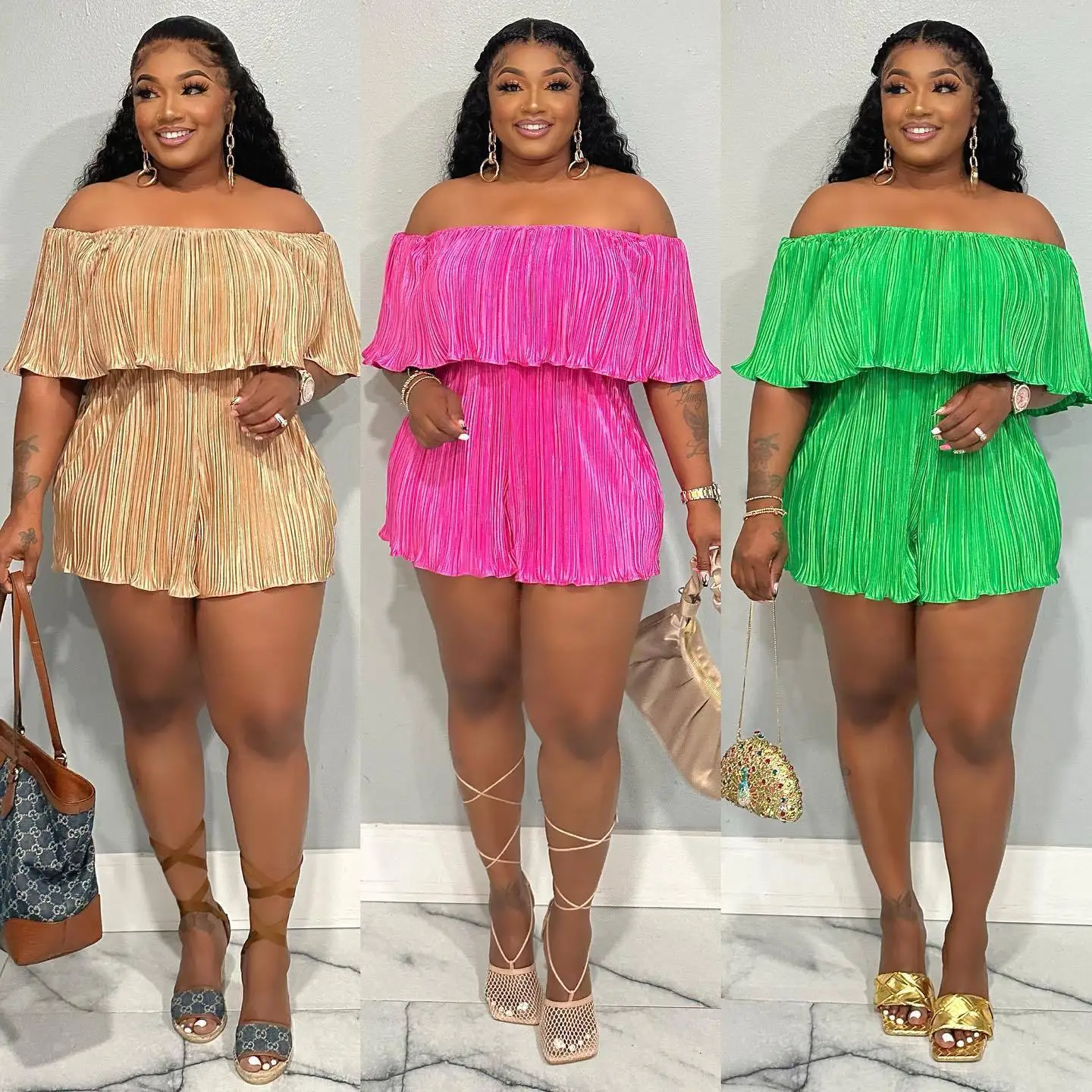 

Женский офисный комбинезон с оборками, элегантный комбинезон свободного покроя с открытыми плечами, высокой талией и широкими штанинами, пикантный цельный элегантный комбинезон, 2023