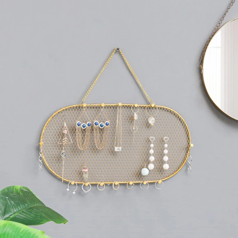 Nordic light luxury wrought iron jewelry rack earrings key storage rack can be hung on the wall jewelry display rack