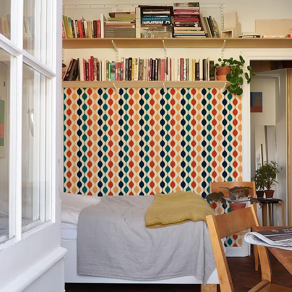 Виниловые обои самоклеящиеся волнистые полосатые