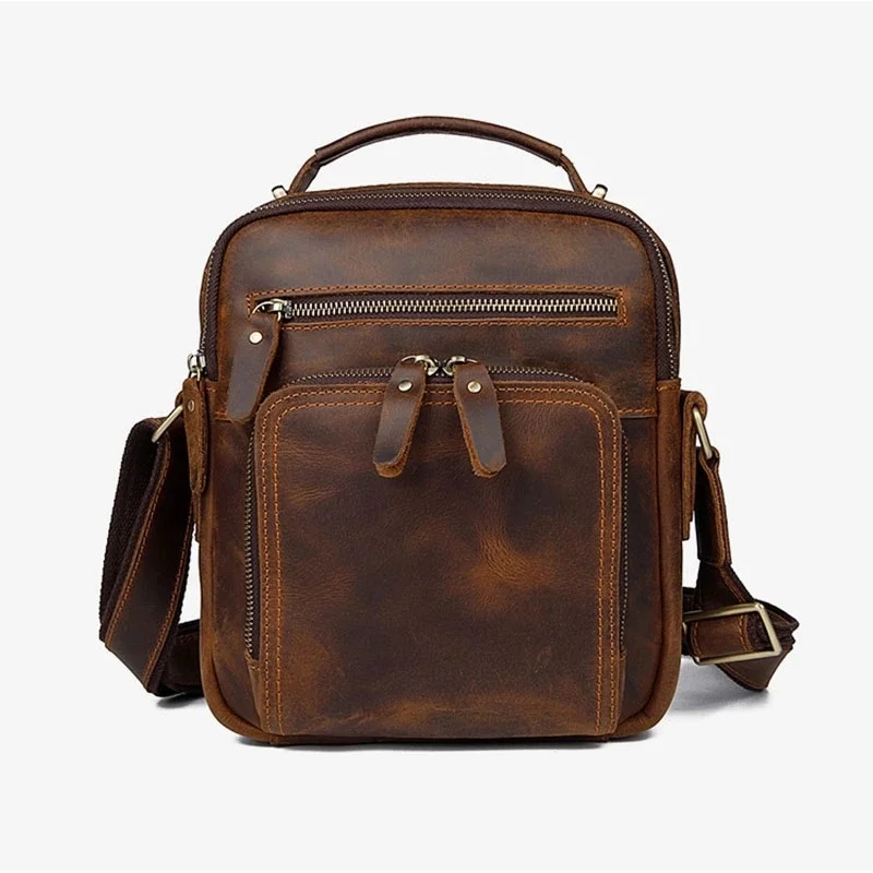 Full Grain Leather Messenger Bag Men Vintage Shoulder Bag For Teenager Daily Handbag 1063R 2023 New Design Fashion Style