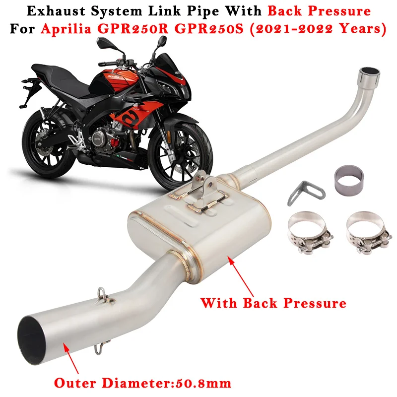 

Motorcycle Exhaust Modified Muffler Mid Link Pipe With Back Pressure Slip On For Aprilia GPR250R GPR250S GPR 250R 250S 2021 2022