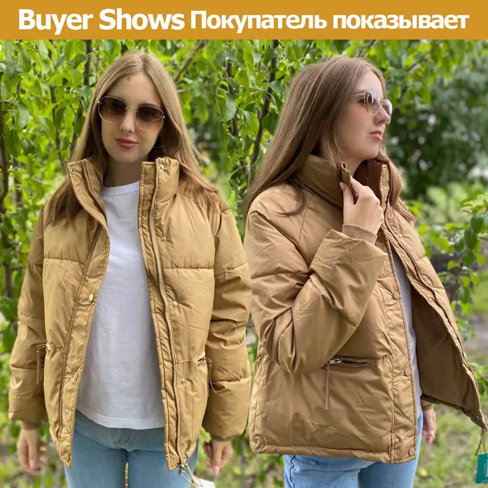PinkyIsBlack 2023 New Short Thick Cotton Padded Puffer Jacket Winter Women Stand Collar Zipper Basic Women's Coat Winter Outwear