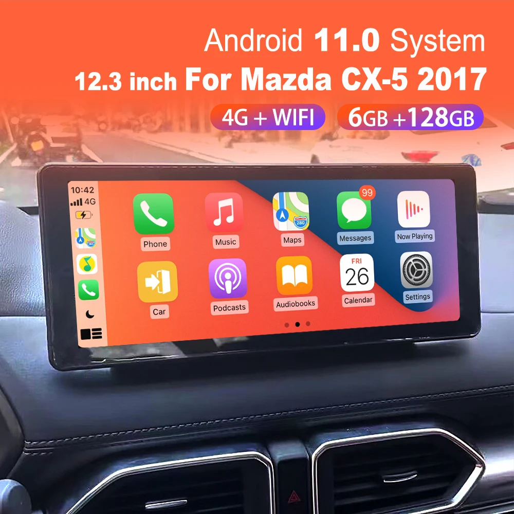

12.3“ For Mazda CX-5 For Mazda CX-3 2017-2021 Android 11 128G Car Radio Stereo Multimedia Player 2Din Autoradio GPS Navi Screen