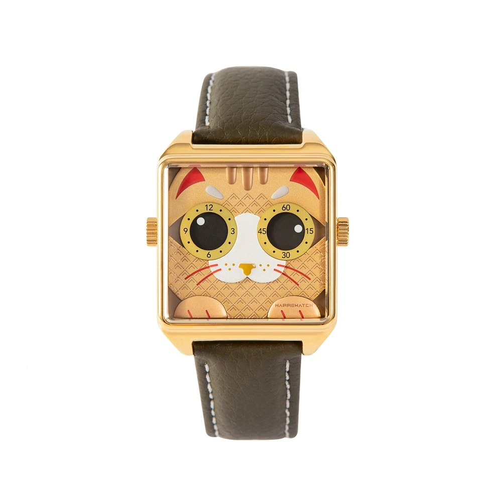 

HappieWatch Dual Japanese Quartz Movement Watch 3D Cameo Effect Embossed Dial Sapphire Crystal Timepiece With Two Straps