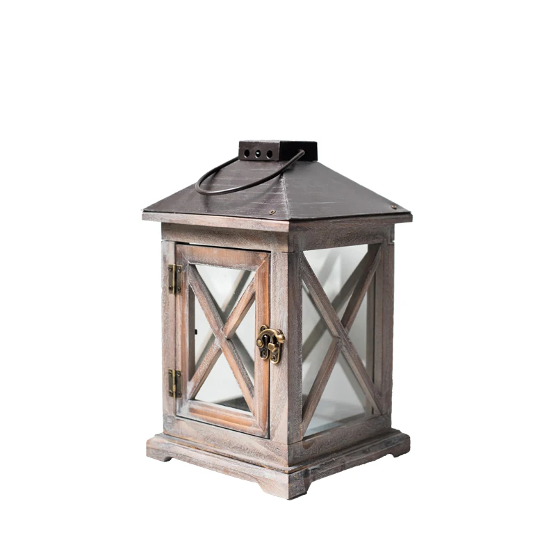 Американский Ретро Темный Деревянный подсвечник для лампы украшение кабинета