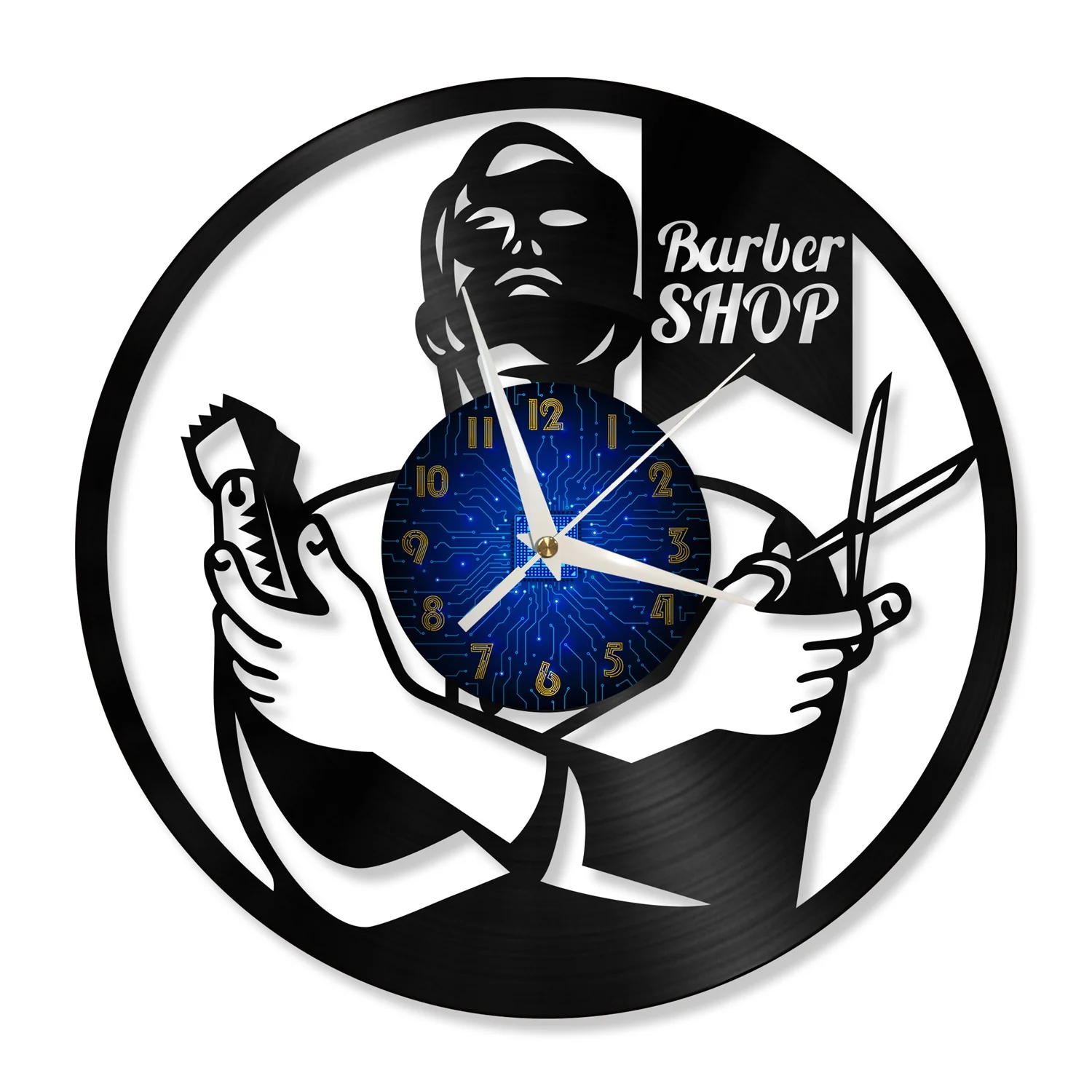 

Creative Barber 12 Inch Vinyl Record Wall Clock, Battery Operated Silent & Non-ticking