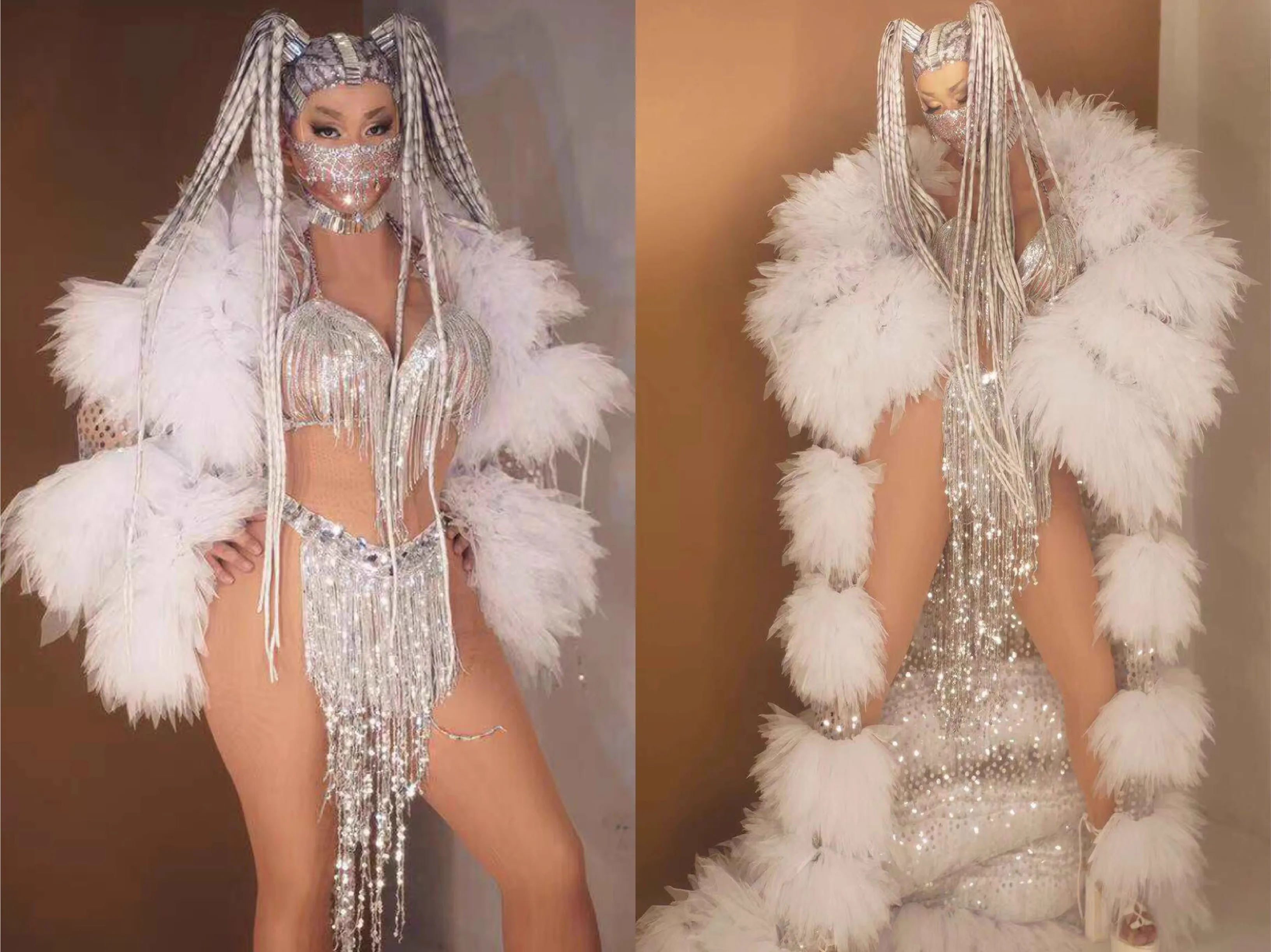 Жареное перо блестки пряжа с кисточками длинное/короткое пальто бюстгальтер