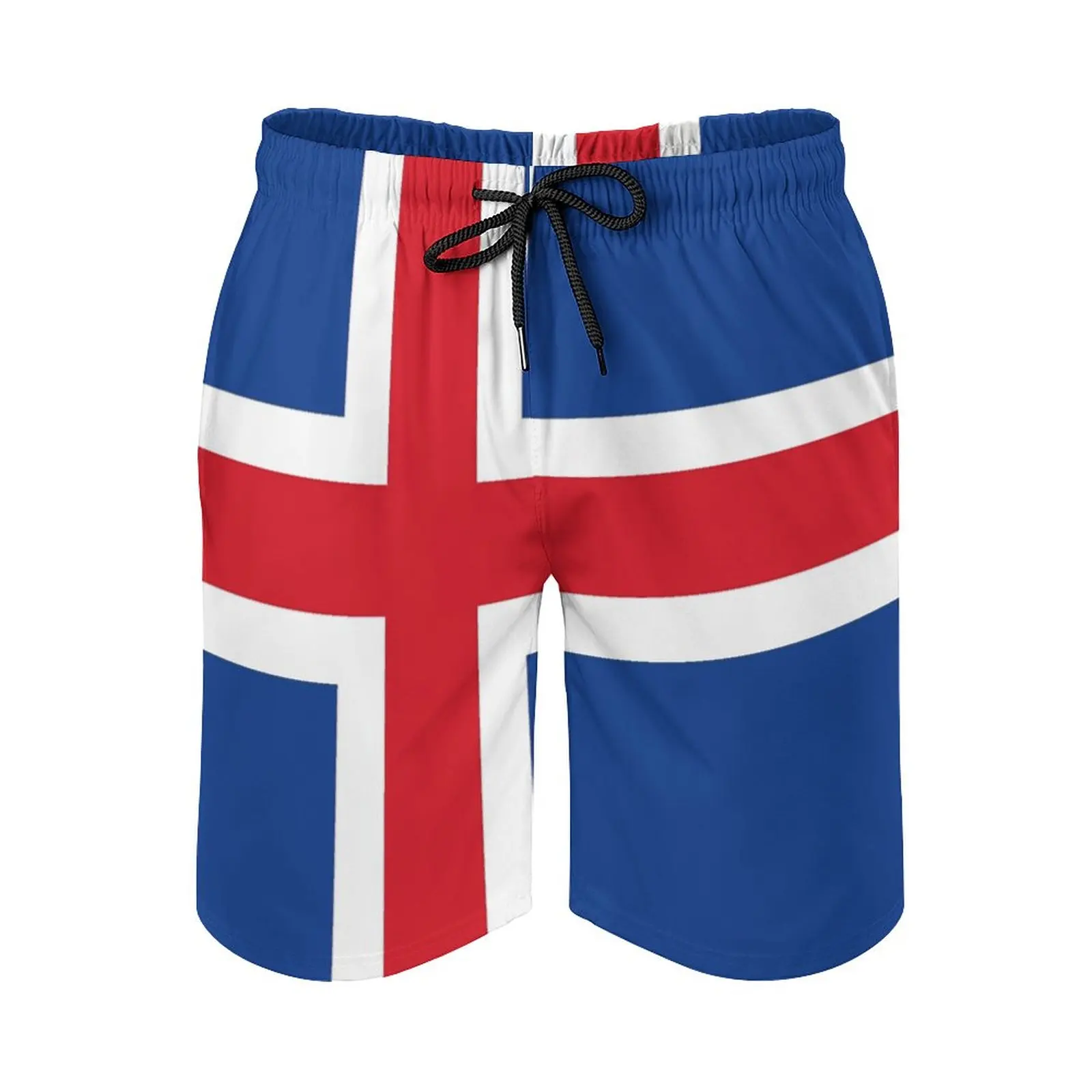 

Мужские пляжные шорты с рисунком флага Исландии, свободные эластичные повседневные винтажные Гавайские штаны с регулируемым шнурком для баскетбола, дышащие