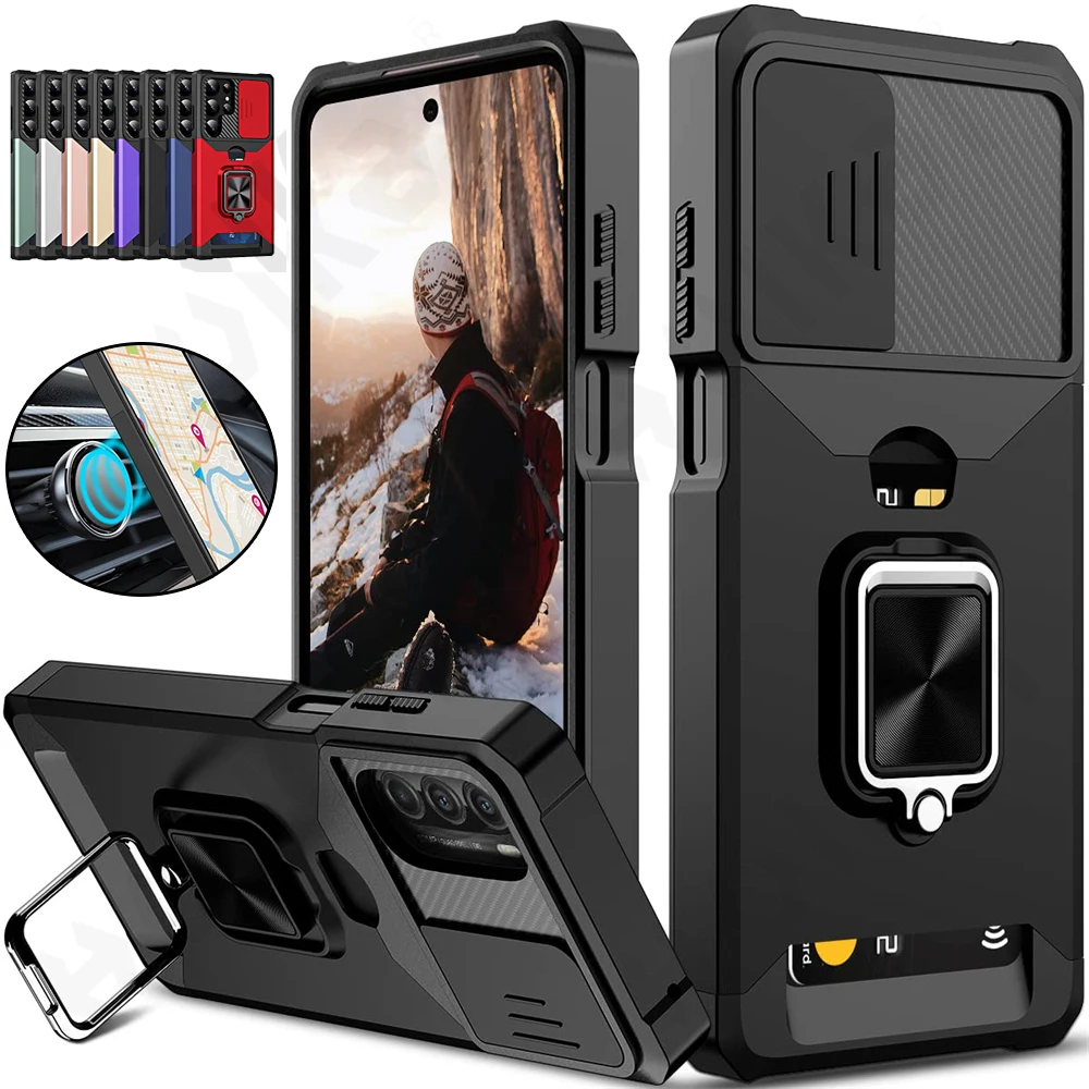 

Case for Moto MOTOROLA G Power G Stylus 5G Play Pure 2022 2023 Card Holder Slot Military Wallet Slide Camera Grade Case