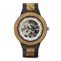 high quality wholesale mechanical watch stylish wood wristwatch men custom watches