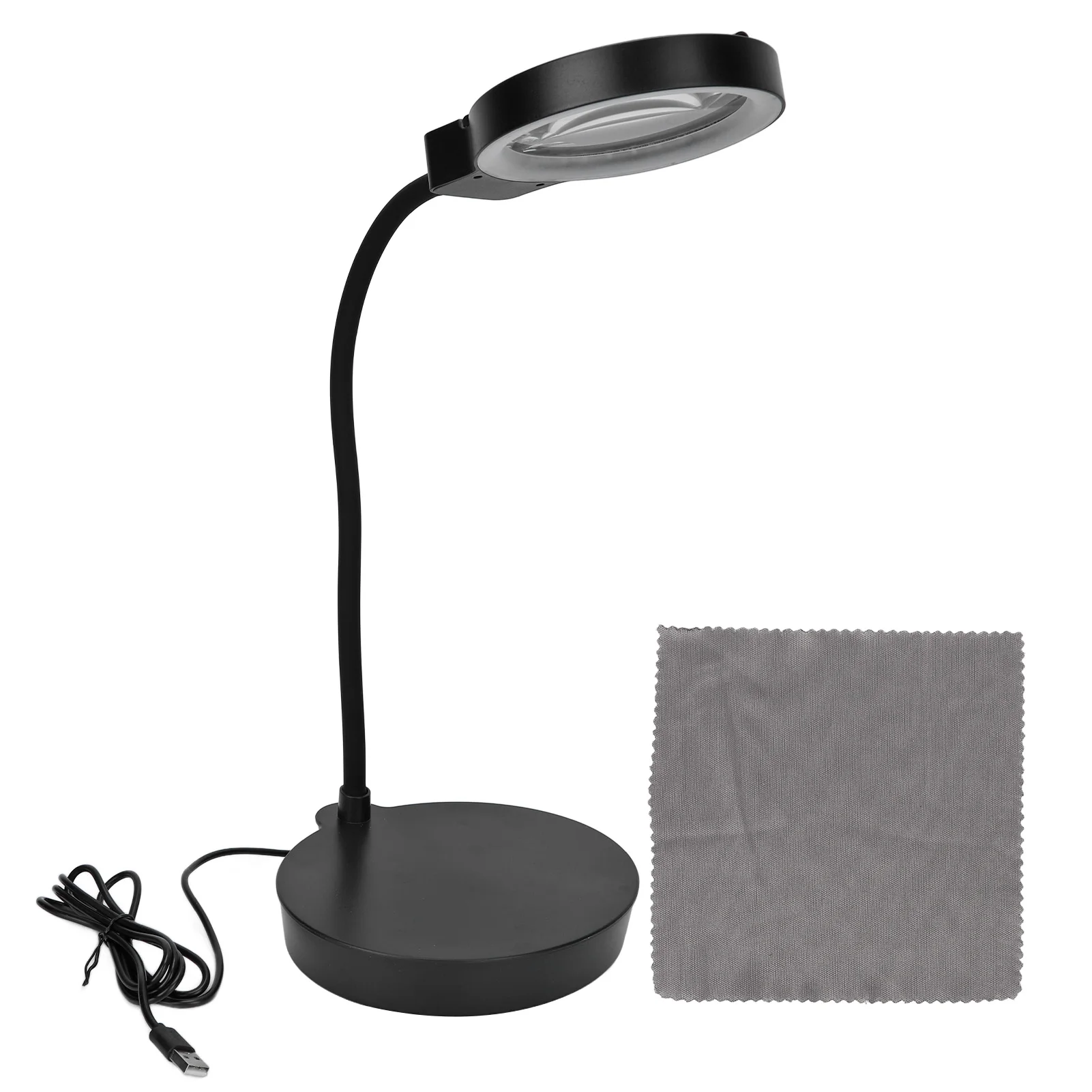 

Magnifying Glass Desk Lamp Desktop Base Adjustable LED Ring Magnifying Glass Light for Eyebrow Tattoo Nail Beauty 110mm Black