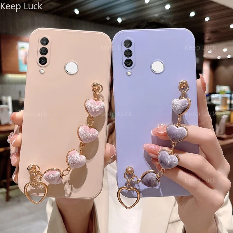 

Luxury Heart Metal Bracelet Phone Chain Case For Huawei P30Lite P20 P40 P50 Pro Mate30 Y7A Y8P Y9Prime2019 Cover for PSmart 2021
