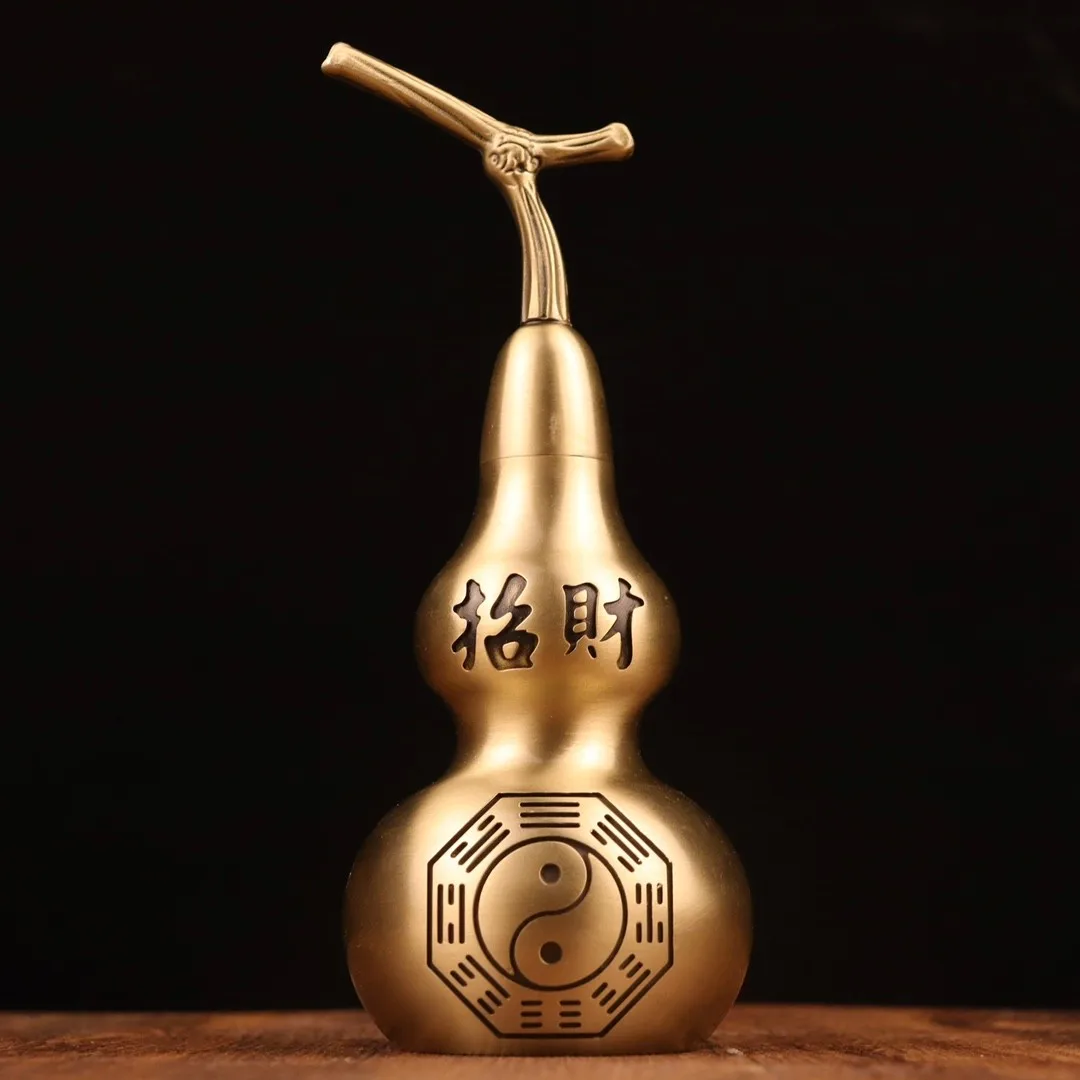 

Yellow Copper Tai Chi Eight Trigrams Gourd Hu Lu Ornament Feng Shui Home Decor Decoration Accessories For Living Room