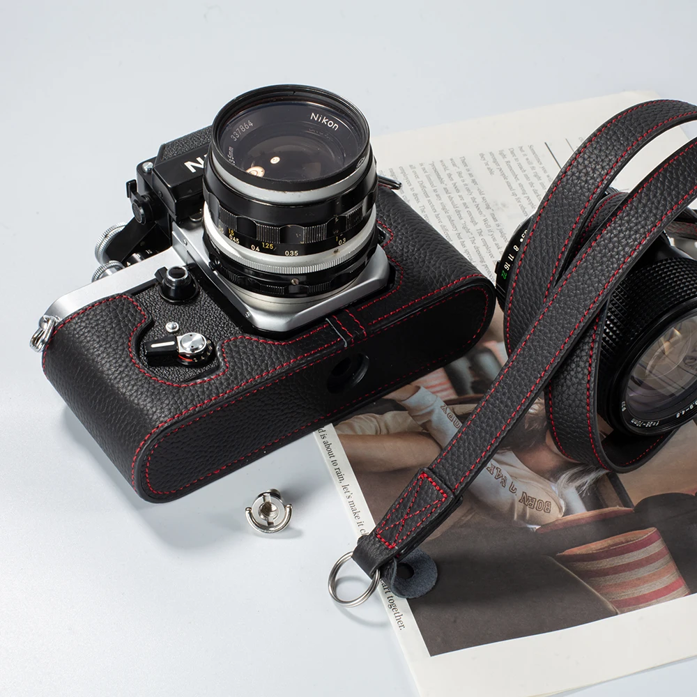 Фото Для Nikon F2 F2S F2A F2AS кожаный чехол для камеры защитный чехол ручной работы из натуральной кожи половина чехла для камеры сумка №4