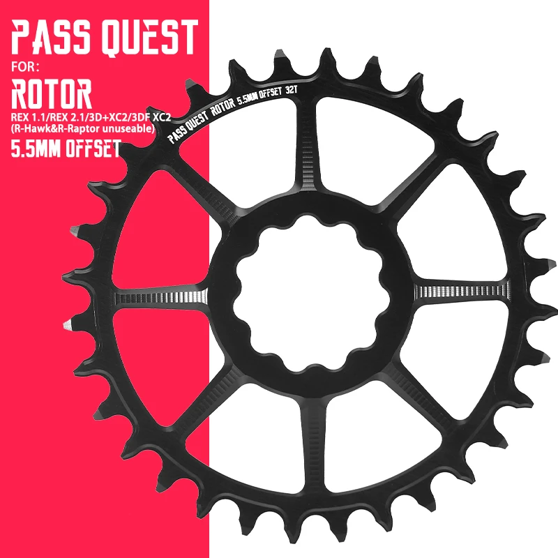 

PASS QUEST 5.5mm Offset Chainring Crank ROTOR Special Chainring Positive and Negative Teeth Can Not Drop Chain Eagle