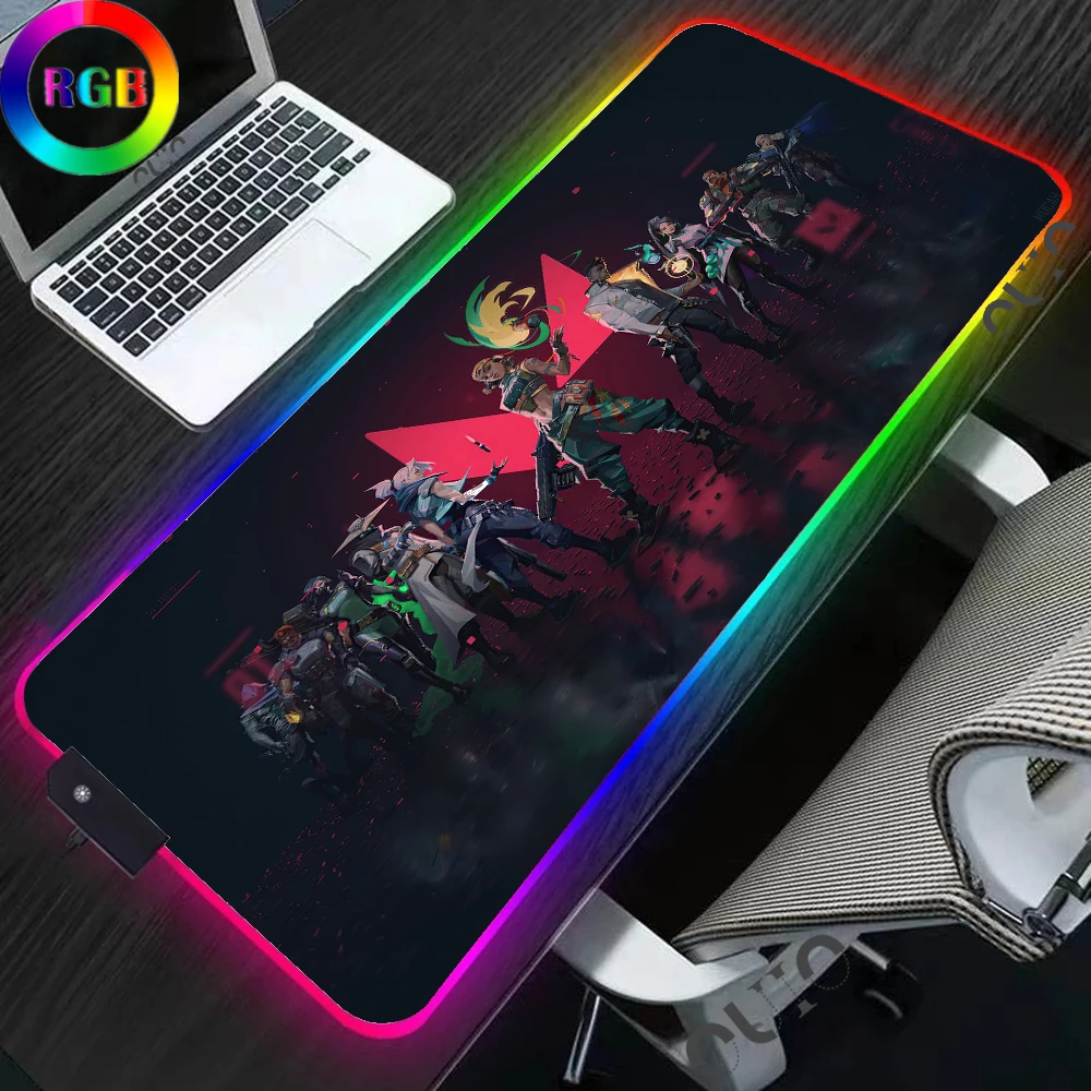 

Gaming Valorant RGB Mouse Pads Computer Pad Gamer Girl Desk XXL PC Cabinet Carpet Gamers Accessories LED Backlight Keyboard Pad