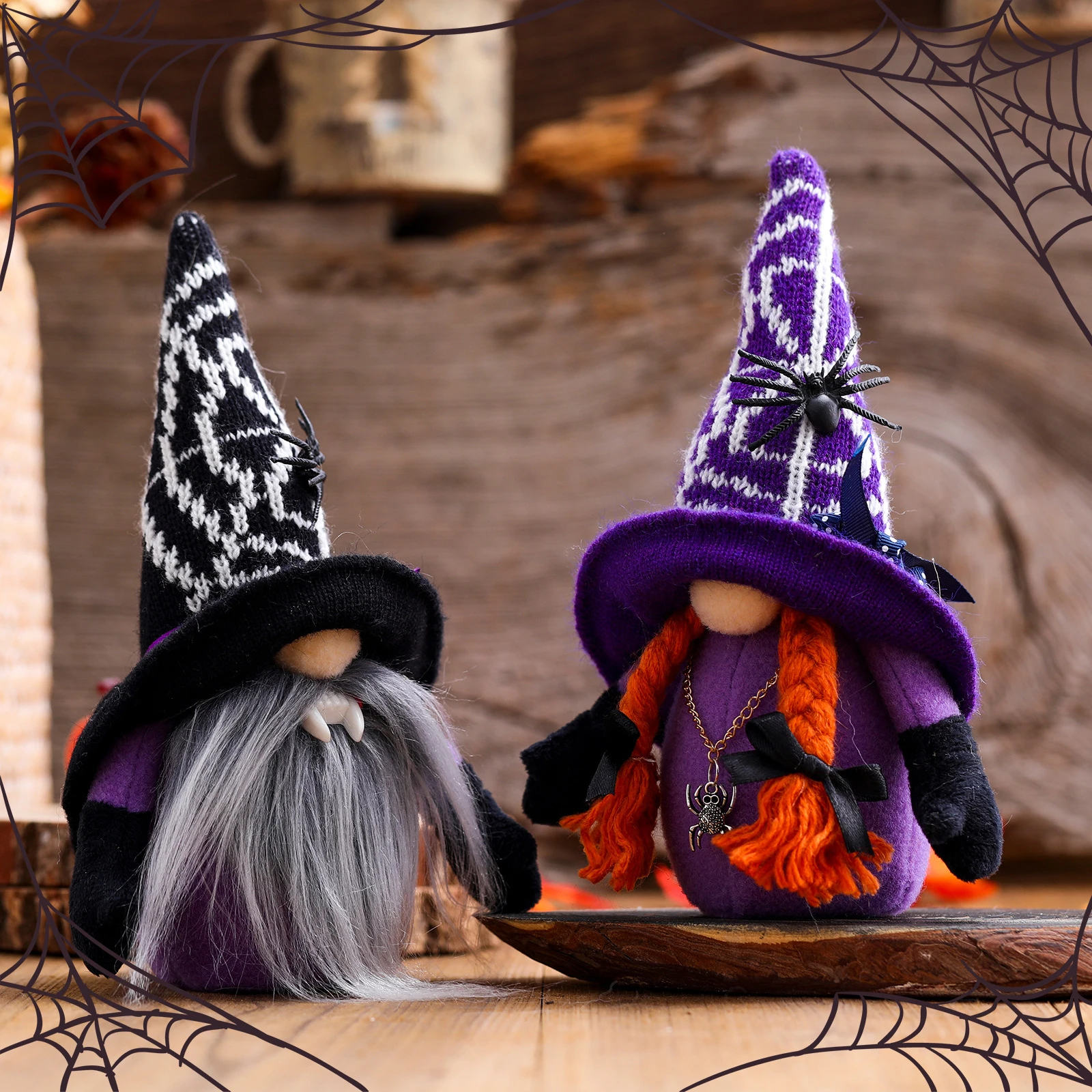 

Halloween Plush Gnomes Faceless Dwarf Doll Soft Cartoon Gnome Desktop Ornament for Home Halloween Party Layout Spider Bat Decor