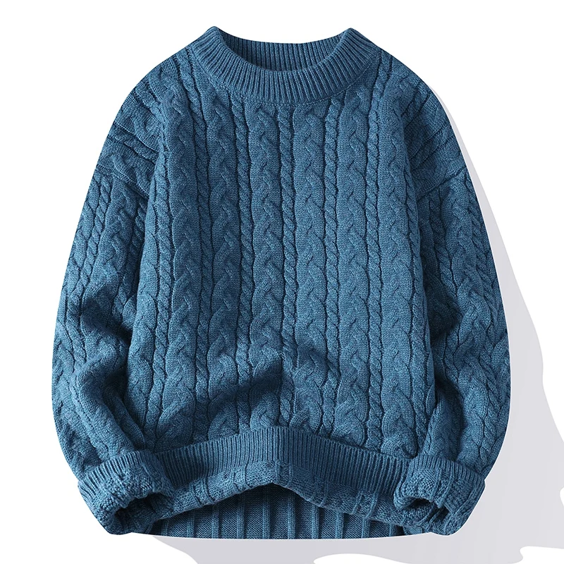 New ArrivalsWinter Casual Sweater Men  Knitted Sweater Pullover Streetwear O Neck Twisted Solid Color Sweater Men Clothing Tops