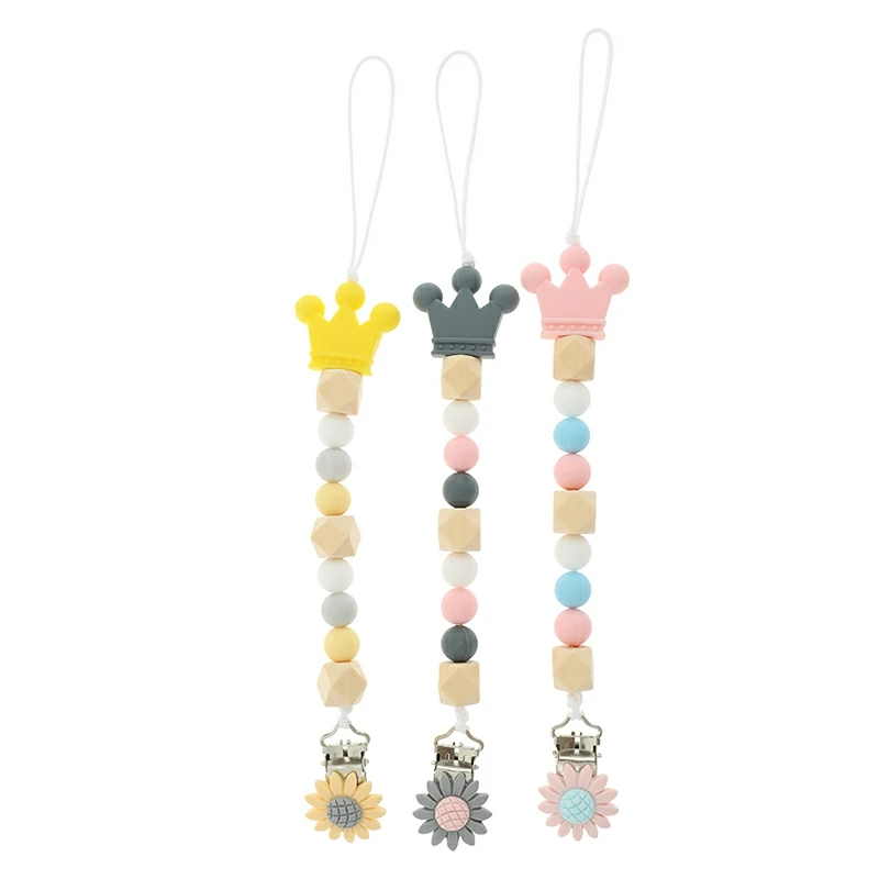 

Pacifier clip wooden bead fake pacifier clip cute pacifier clip chain baby teething toy baby chew