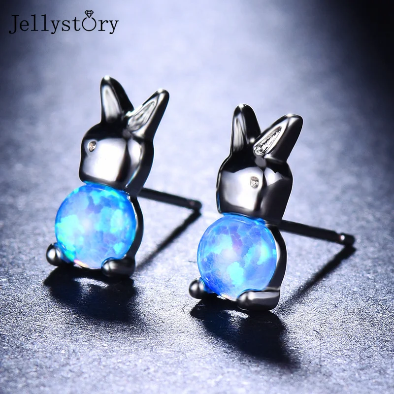 

Jellystory 925 Sterling Silver Opal Stud Earrings For Women Rabbit Simple Rose Gold Wedding Anniversary Fine Jewelry Female Gift