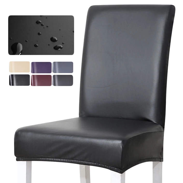 1/2/4/6 Pcs PU Fabric Waterproof Chair Covers Oil-Proof Dining Seat Case For Hotel Banquet Seat Covers Chair Protector