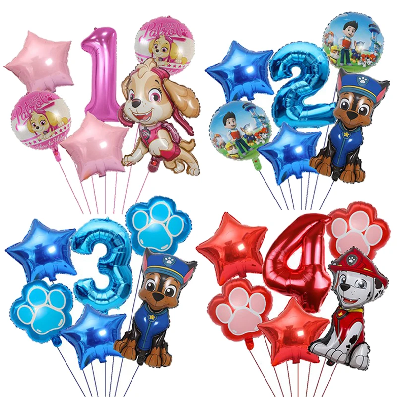 

Paw Patrol Dog Balloon Chase Skye Marshall Boys Girls Birthday Party Decoration Aluminum Film Balloon Children's Party Supplies