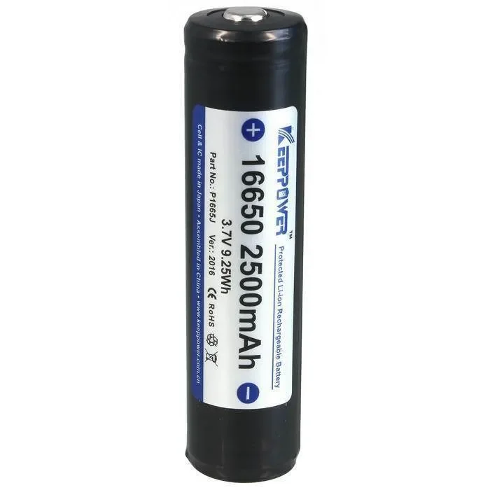 

16650 2500мАч KeepPower (P1665J) 3,7В Защищенный Li-Ion аккумулятор (комплект, 2шт)