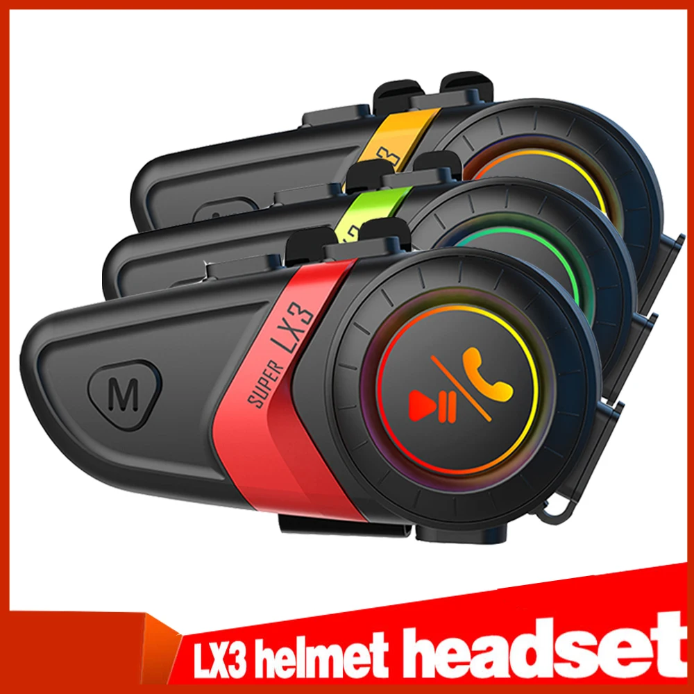 

Motorcycle Helmet Headset Bluetooth 5.0 Wireless 1200mAH Headphones Handsfree Call Anti Interference Stereo Motorbike Earphone