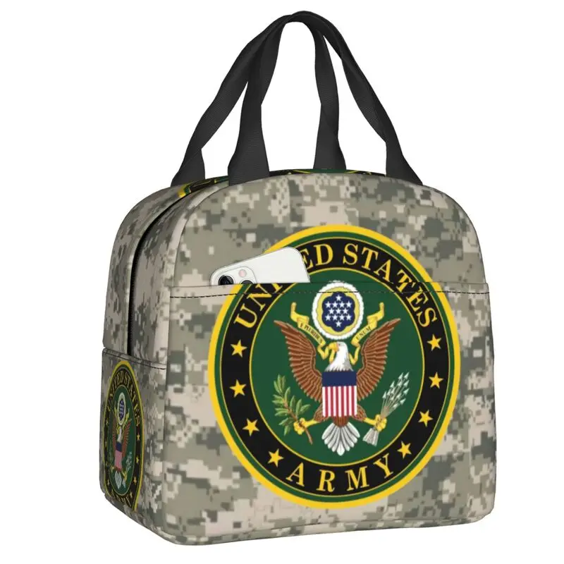 United States Army Camo Thermal Insulated Lunch Bag Military Tactical Camouflage Lunch Container for Kids Storage Food Box