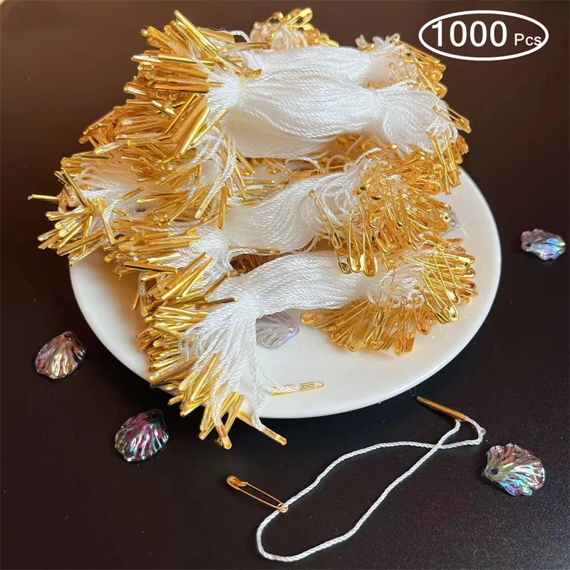 

1000pcs/Lot Metal Safety Pin Buckle Tag String For Candy/Cake/Gift Display Packing Polyester Tag String Diy Clothing Accessories
