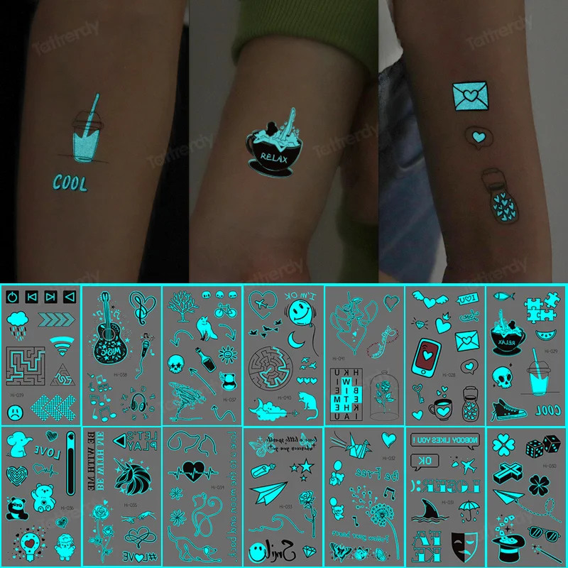 

Светящиеся временные тату-наклейки на тело, 12 листов
