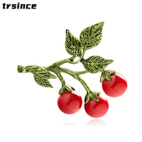 new simple jewelry brooch fashion creative wild fruit cherry alloy drip oil corsage ladies jewelry brooch