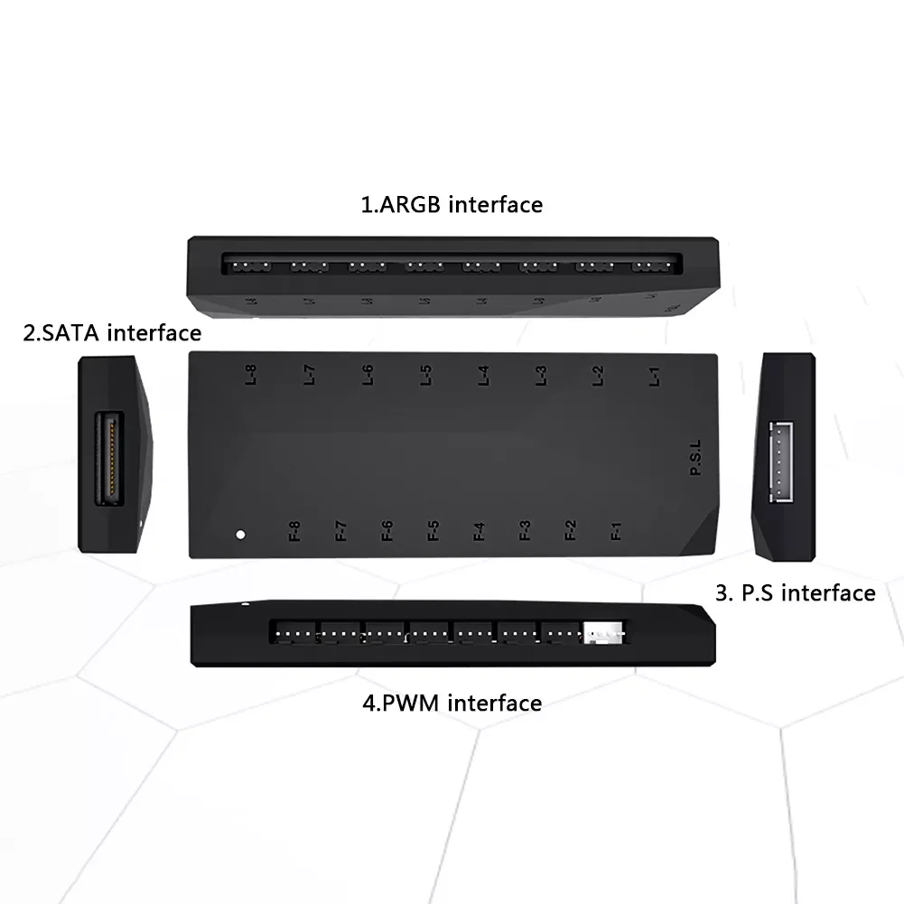 ID-охлаждение HA-02 ARGB Hub PWM контроллер вентилятора с питанием 8 Way 5V 3 Pin для домашнего