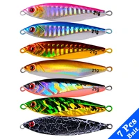 7 pcslot new cast metal bait spinner spoon fishing lures jigs trout fishing hard baits tackle pesca fish jigging set