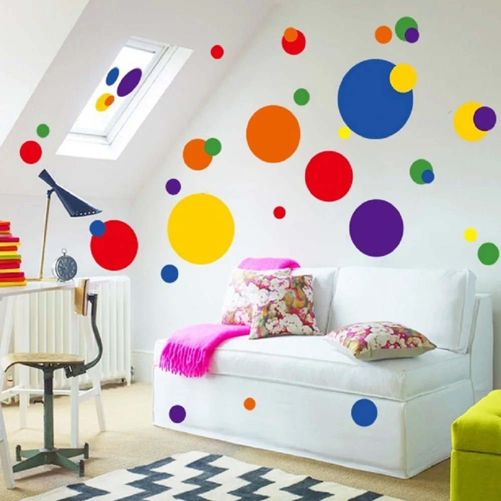

Colorful Circle Wall Sticker Bathroom Kitchen Decorative Removable PVC Home Decor