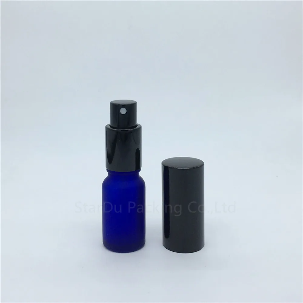 Фото Butelka podróżna 10 ml bursztynowa niebieska zielona przezroczysta butelka ze szkła matowego z rozpylaczem, butelka perfum 10 cm3 butelki z rozpylaczem 200 sztuk №3
