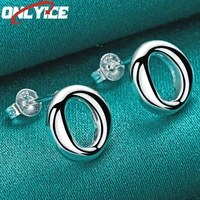 925 sterling silver oval hollow smooth stud earrings womens fashion glamour christmas party wedding engagement jewelry