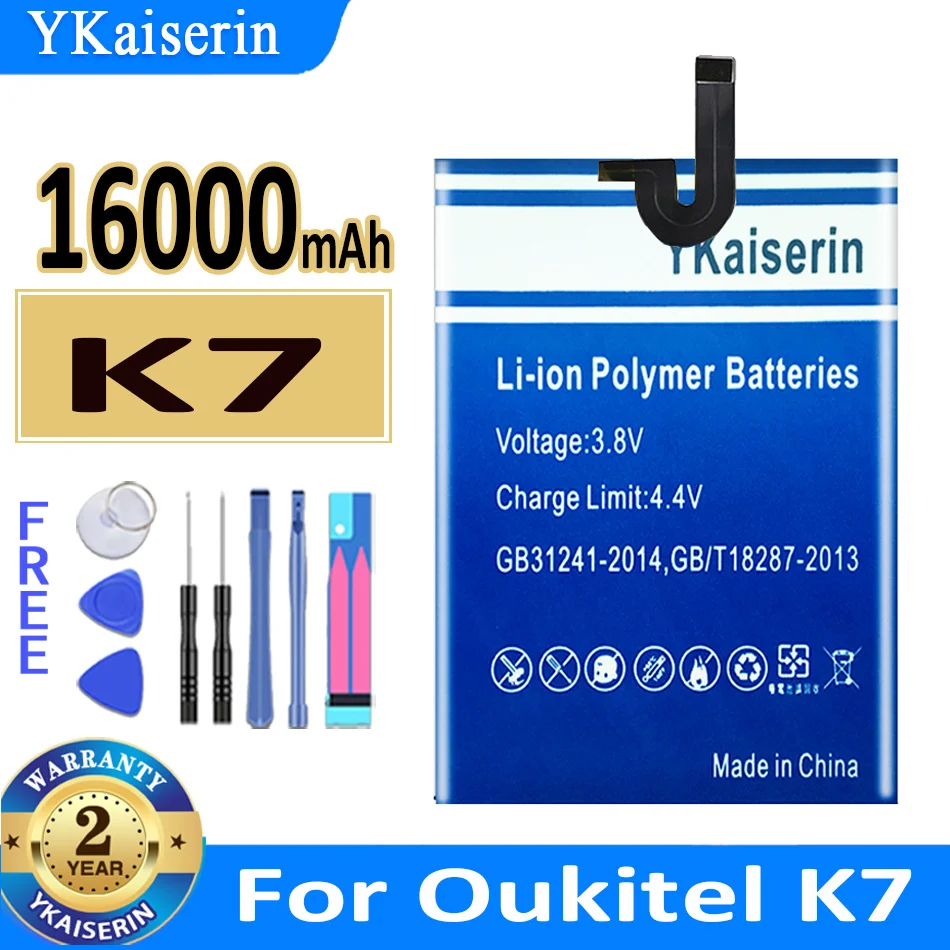 

Аккумулятор ykaisсеребрин на 16000 мАч для Oukitel K7, Новая батарея + номер отслеживания