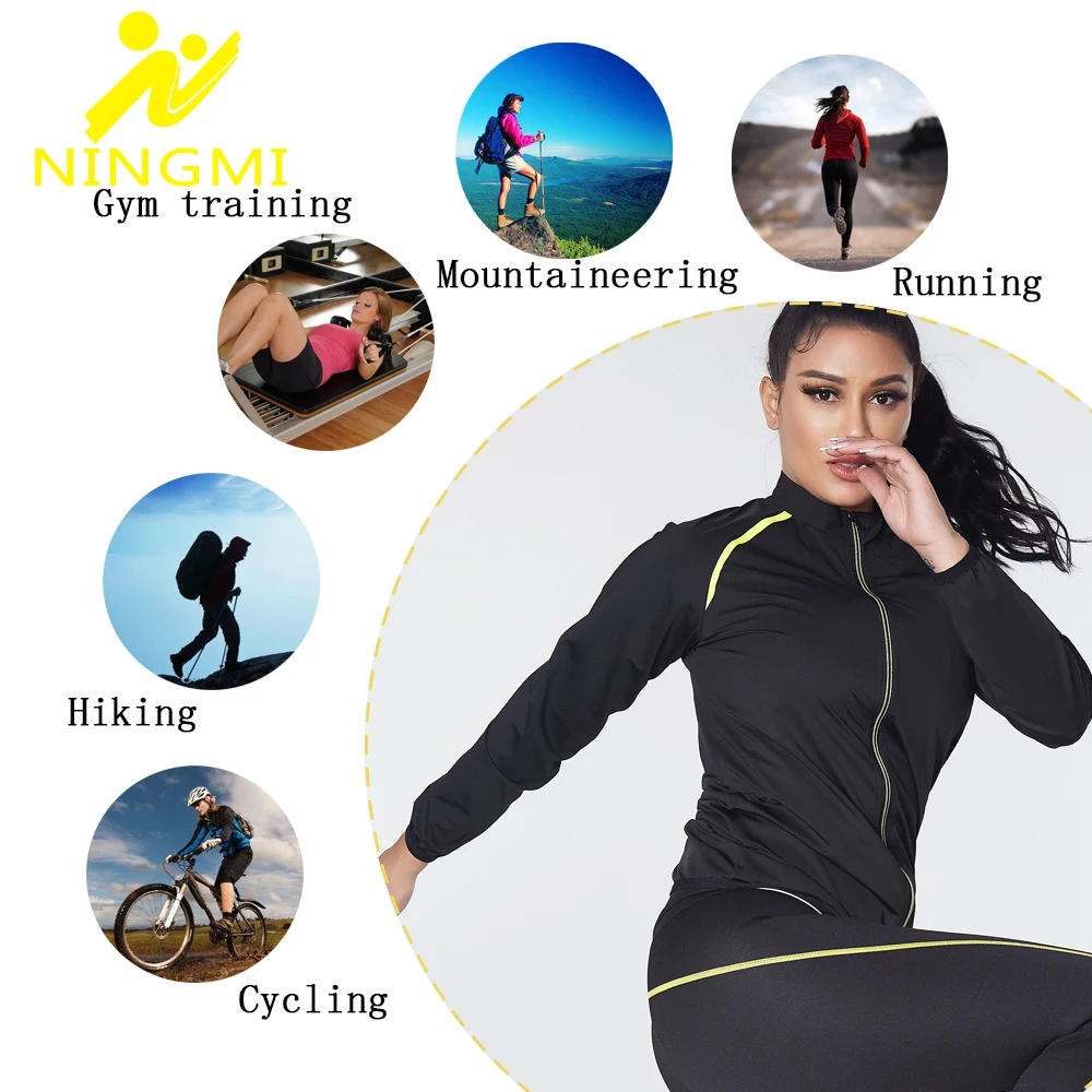 NINGMI 2 Piece Sets Body Shaper Slimming Shirt and Sauna Pant Hot Sweat Workout Weight Loss Shapewear Women Waist Trainer Suits