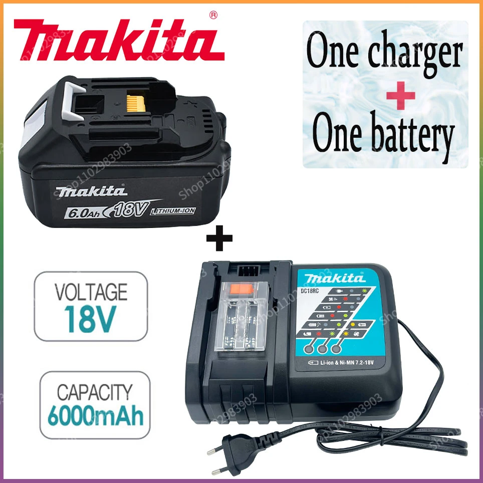 

100% Original Makita 18V 6.0AhRechargeable Power Tools Battery with LED Li-ion Replacement LXT BL1860B BL1860 BL1850