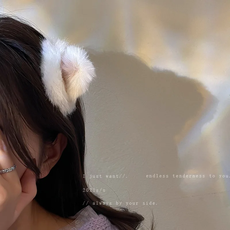 

Versatile New Plush Cat Ear Hairpin Cute Soft Girl Heart Bb Clip Sweet Japanese And Korean Top Hair Accessories
