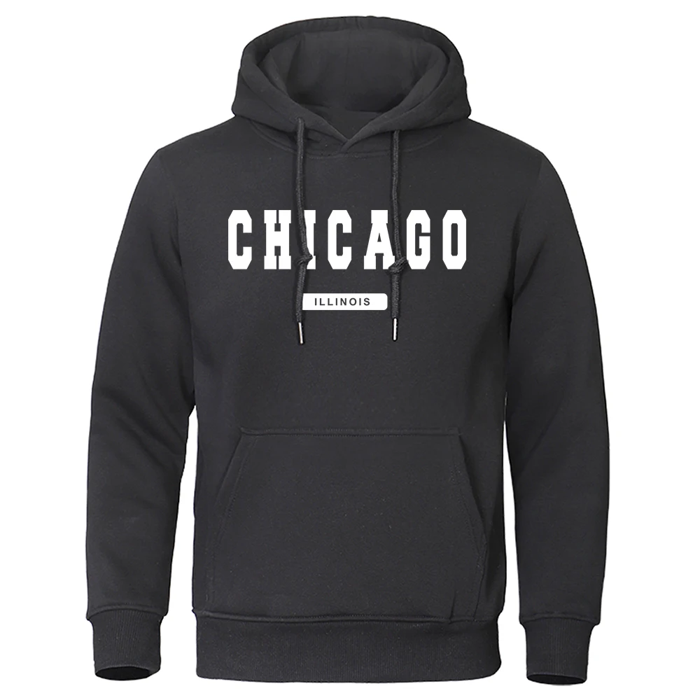 

Chicago, A Midwestern City In The United States Sweatshirt Mens Hip Hop Hoodie Oversized Loose Sportswears Casual Fleece Hoody