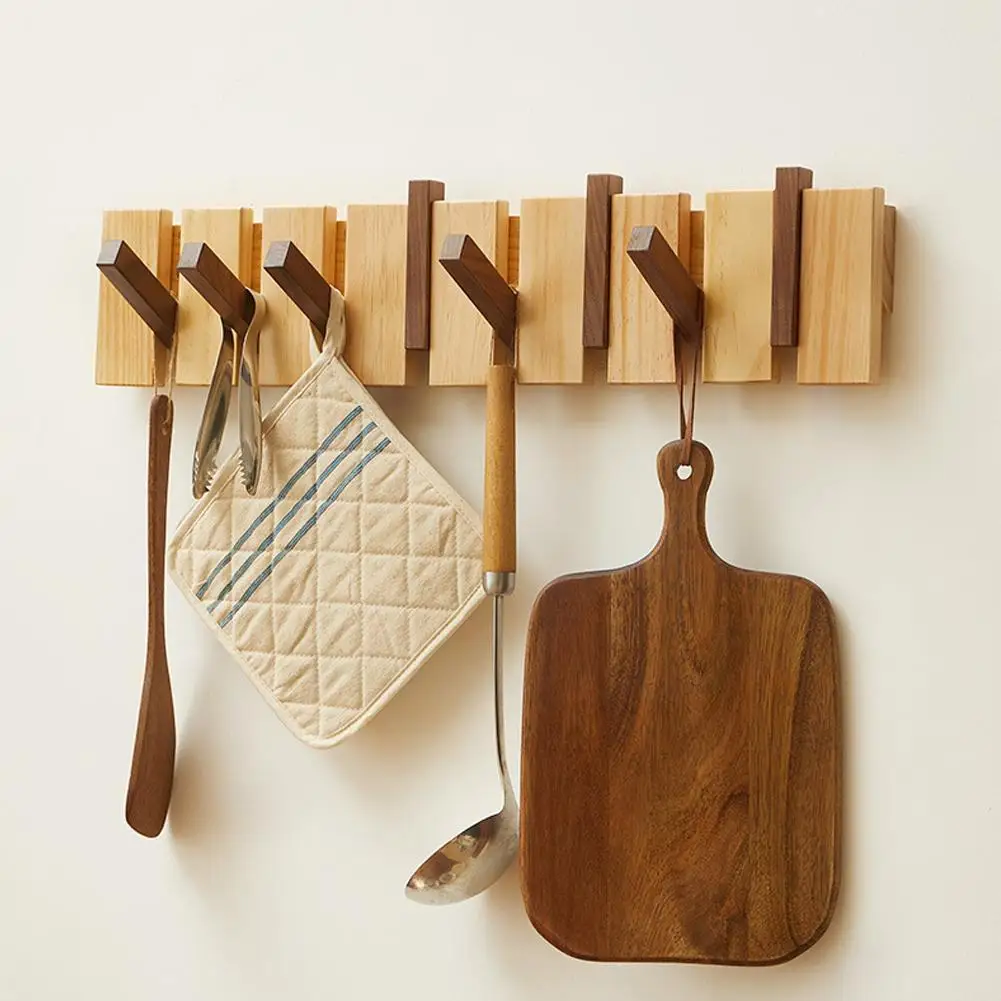 

Wood Solid Wooden Living Strong Clothes Free Hooks Room Wall Bag Key Decor Hangers Home Hook Punching Hanging Home Coat Doo F5S1