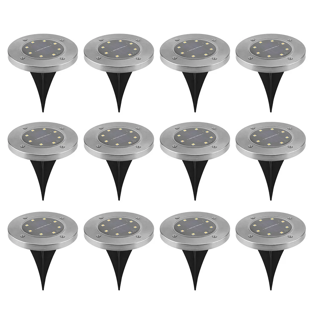 

12 Pcs 8 LED Solar Powered LED Buried Inground Recessed Light Garden Outdoor Path Decor Solar Solar