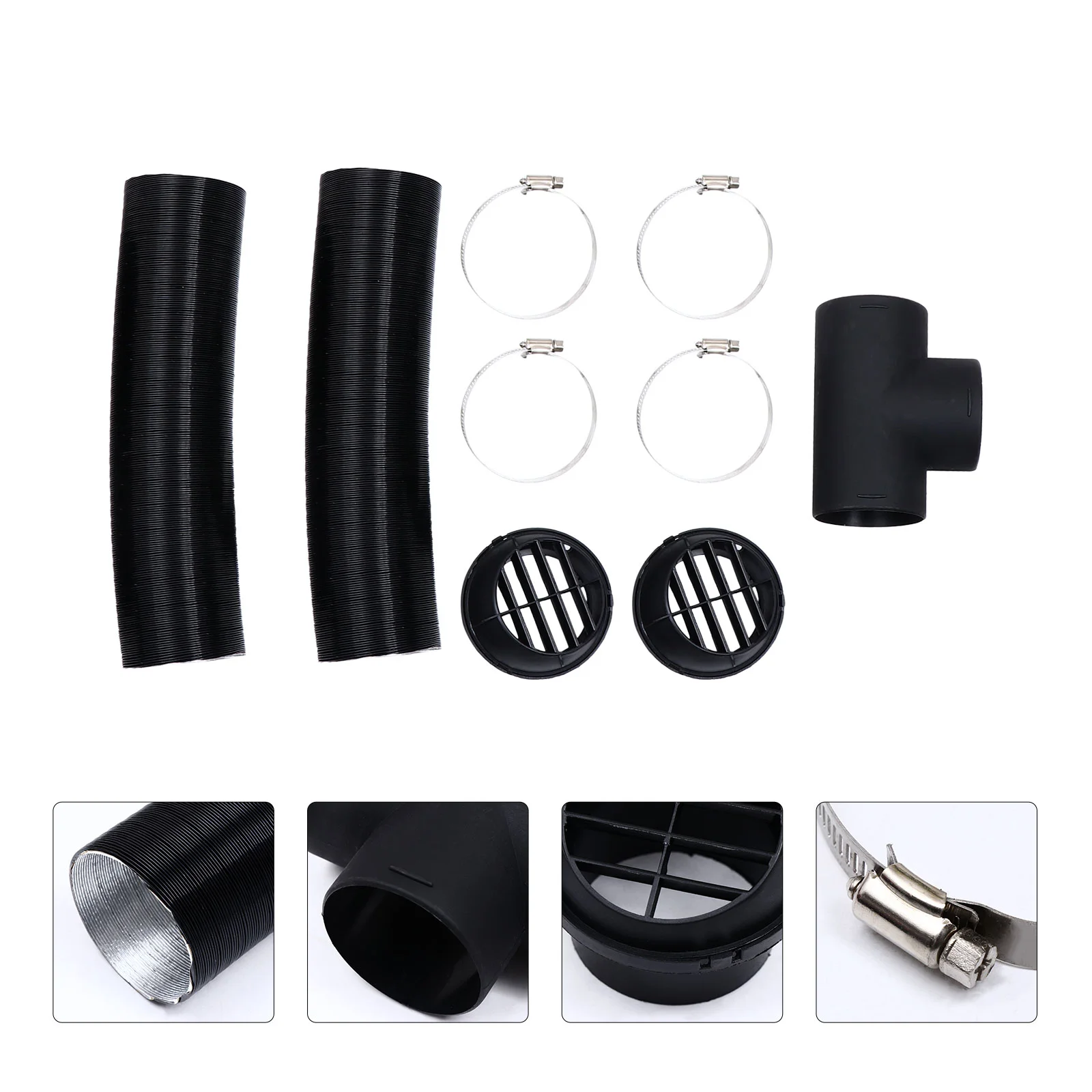 

1 Set Auto Car T Type Heater Pipe Duct Tee Warm Air Outlet Vent Hose Clips Set
