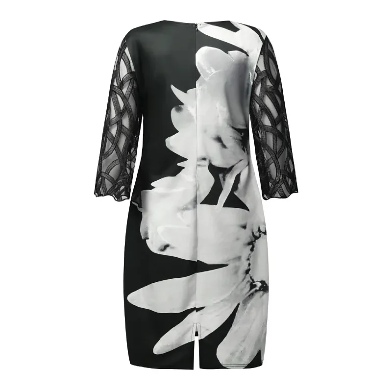 Party Dress Plus Size Ladies Midi Mesh Petal Sleeve Lace Elegant Bodycon L-5XL Evening Dresses Woman Summer Streetwear Vestido