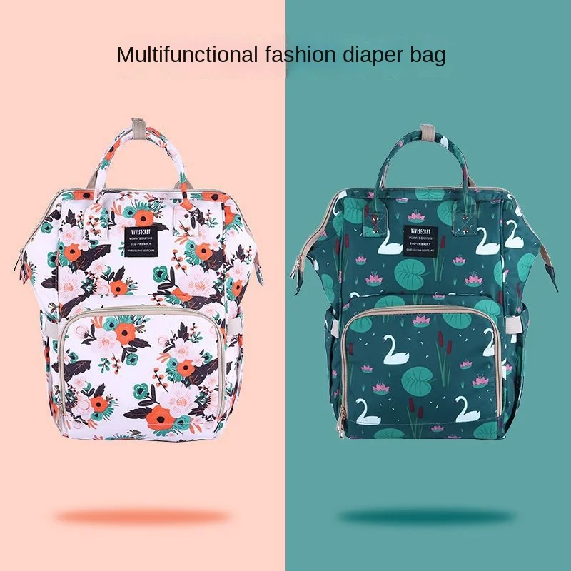 

Baby Diaper Storage Printing Multi-functional Mummy Bag Backpack Portable Mother and Baby Bag Waiting Bag Large-capacity Simple